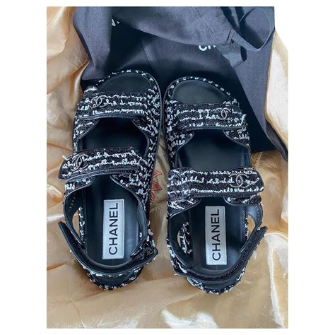 chanel dad sandals prix|chanel dad sandals tweed.